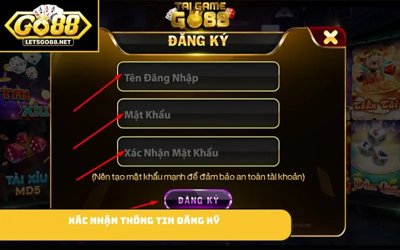 Đăng Ký GO88 Xác nhận thông tin đăng ký